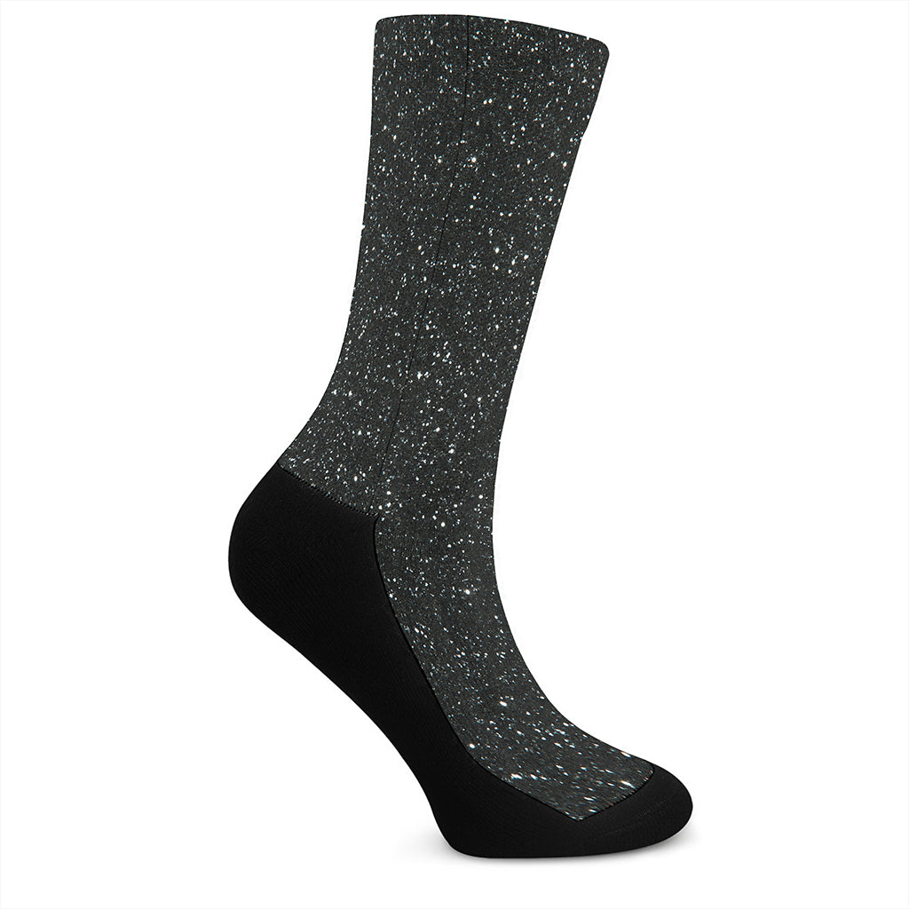 Black Glitter Artwork Print (NOT Real Glitter) Crew Socks