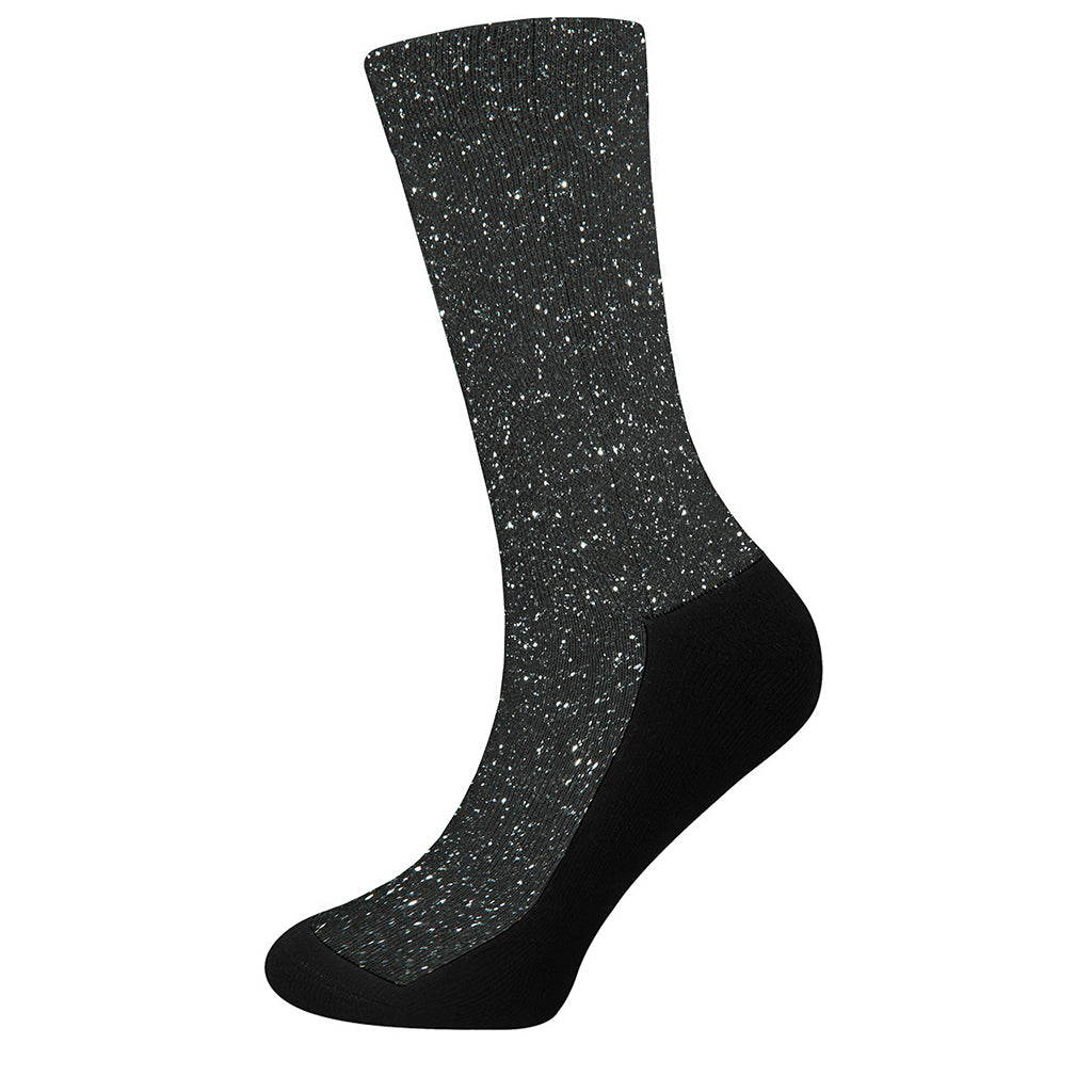 Black Glitter Artwork Print (NOT Real Glitter) Crew Socks