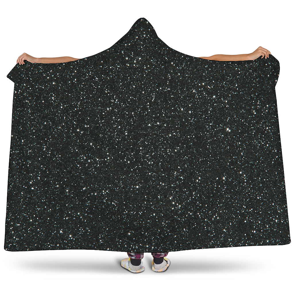 Black Glitter Artwork Print (NOT Real Glitter) Hooded Blanket