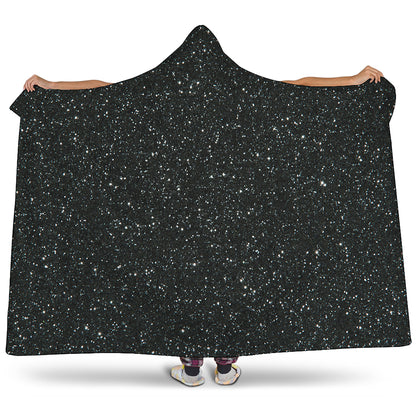 Black Glitter Artwork Print (NOT Real Glitter) Hooded Blanket