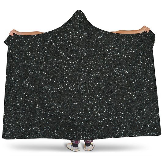 Black Glitter Artwork Print (NOT Real Glitter) Hooded Blanket