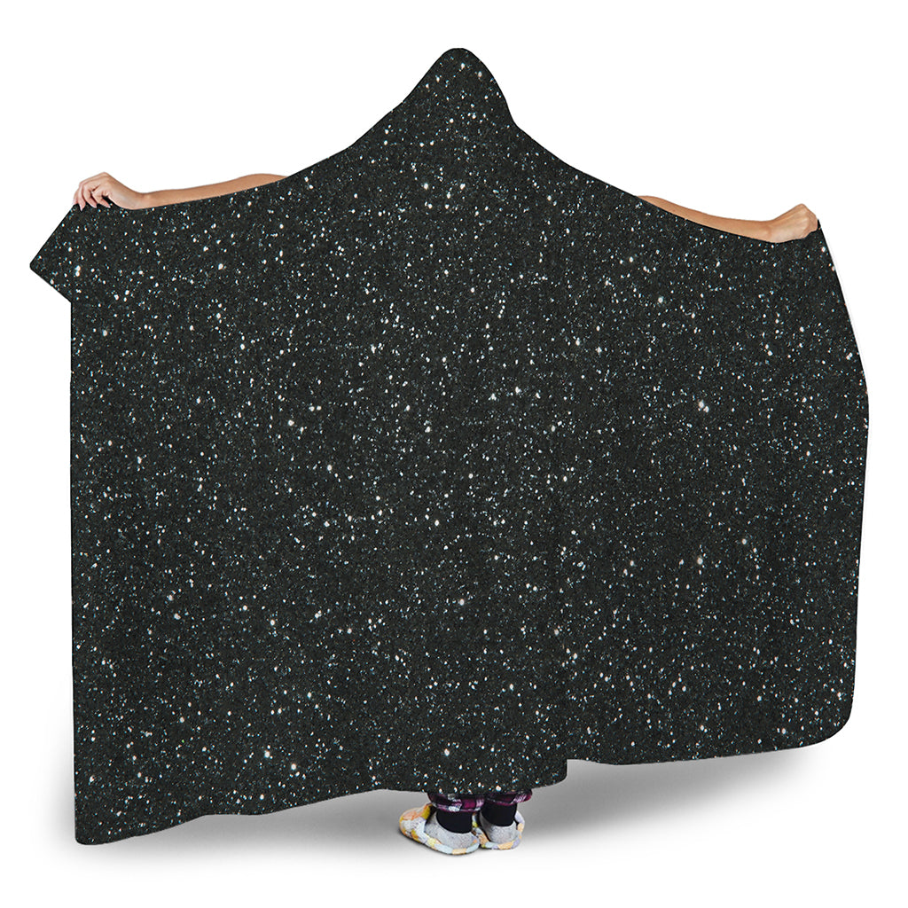 Black Glitter Artwork Print (NOT Real Glitter) Hooded Blanket