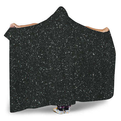 Black Glitter Artwork Print (NOT Real Glitter) Hooded Blanket