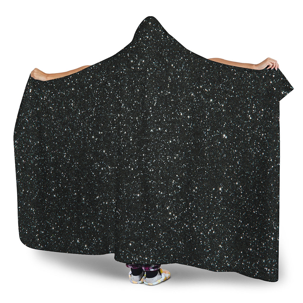 Black Glitter Artwork Print (NOT Real Glitter) Hooded Blanket