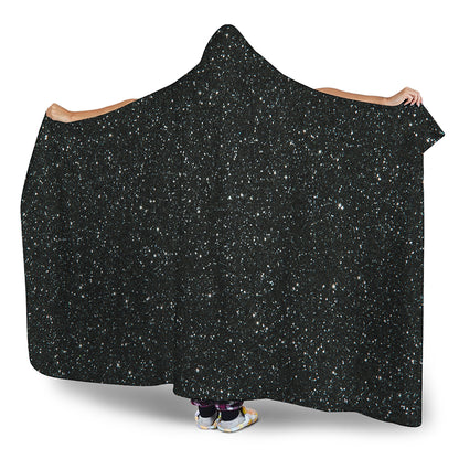 Black Glitter Artwork Print (NOT Real Glitter) Hooded Blanket