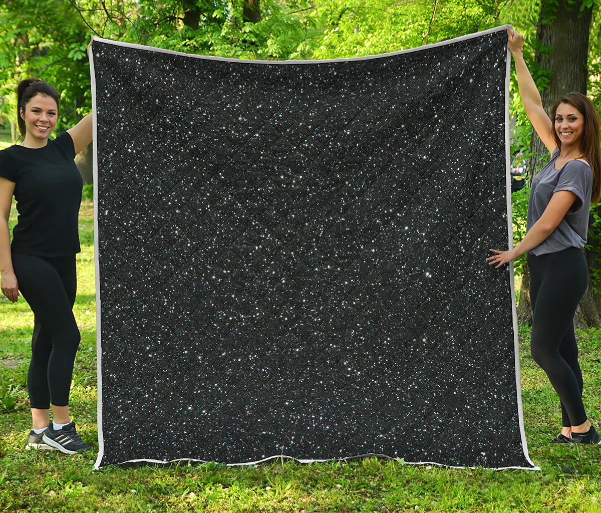 Black Glitter Artwork Print (NOT Real Glitter) Quilt
