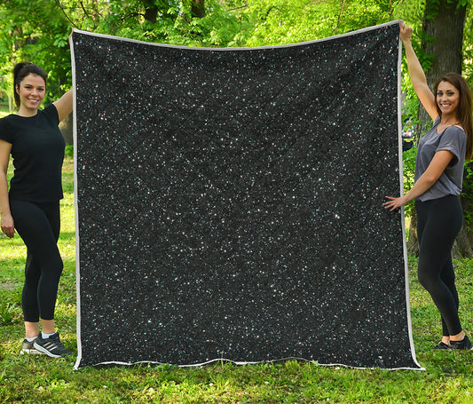 Black Glitter Artwork Print (NOT Real Glitter) Quilt