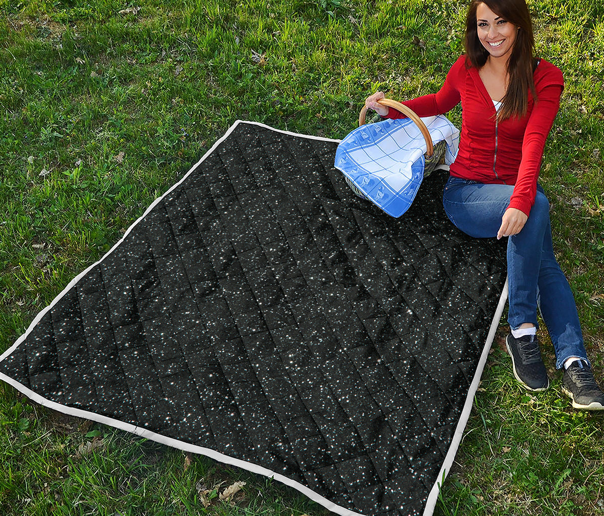 Black Glitter Artwork Print (NOT Real Glitter) Quilt