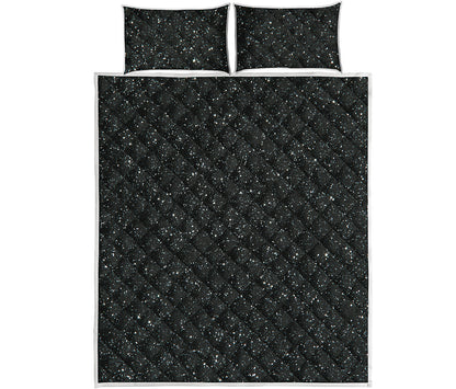Black Glitter Artwork Print (NOT Real Glitter) Quilt Bed Set