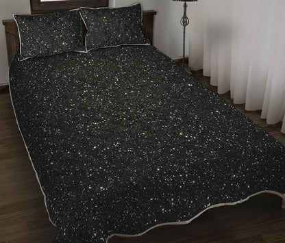 Black Glitter Artwork Print (NOT Real Glitter) Quilt Bed Set