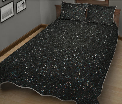 Black Glitter Artwork Print (NOT Real Glitter) Quilt Bed Set