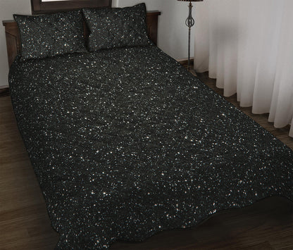 Black Glitter Artwork Print (NOT Real Glitter) Quilt Bed Set