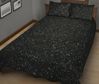 Black Glitter Artwork Print (NOT Real Glitter) Quilt Bed Set