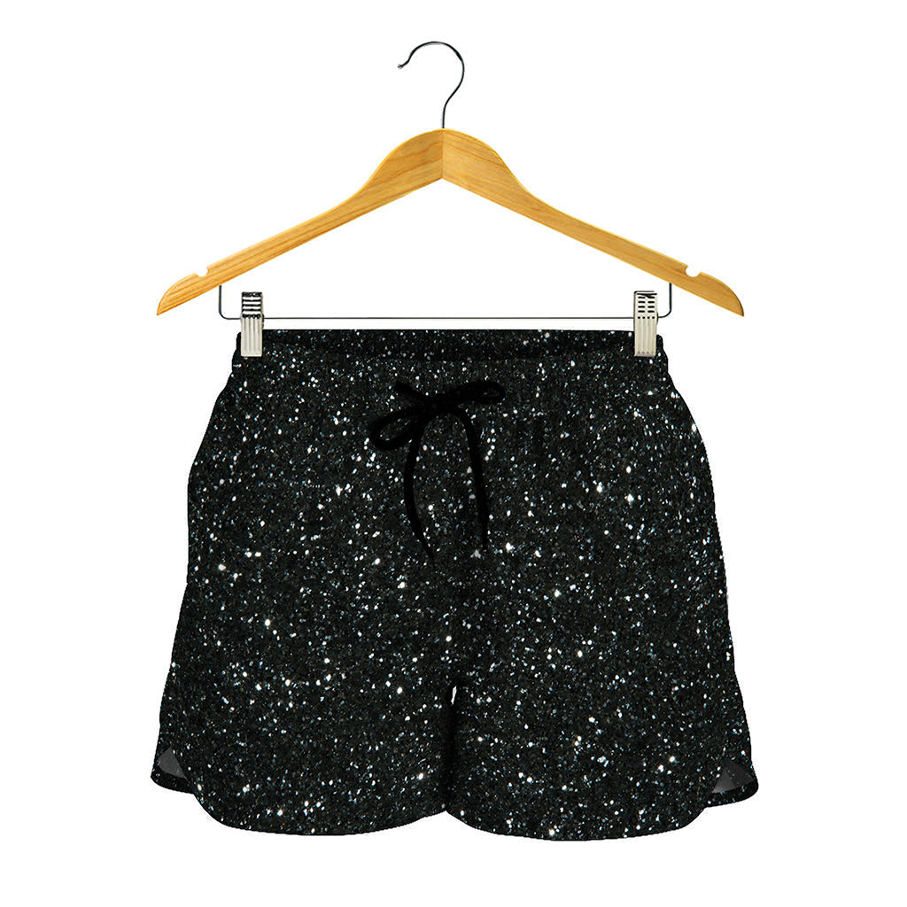 Black Glitter Artwork Print (NOT Real Glitter) Women's Shorts