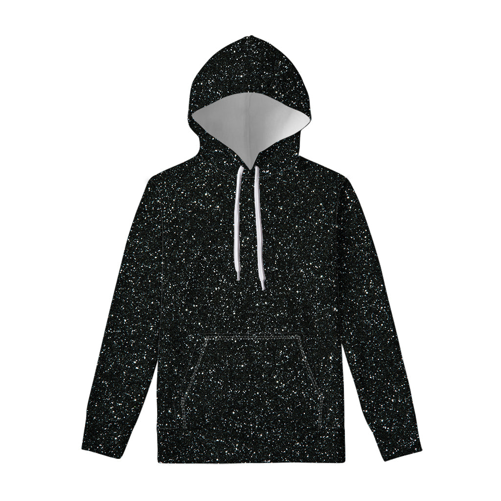 Black Glitter Artwork Print Pullover Hoodie