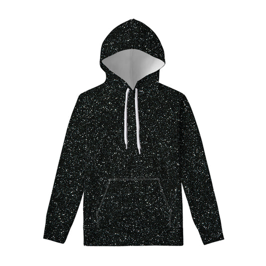 Black Glitter Artwork Print Pullover Hoodie