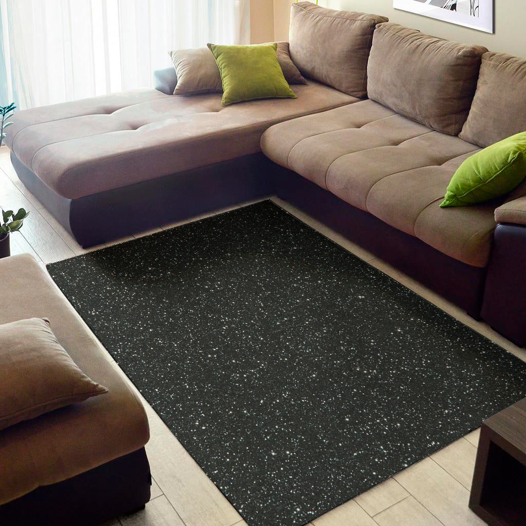 Black Glitter Texture Print Area Rug