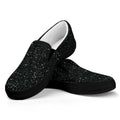 Black (NOT Real) Glitter Print Black Slip On Sneakers