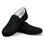 Black Glitter Texture Print Black Slip On Shoes