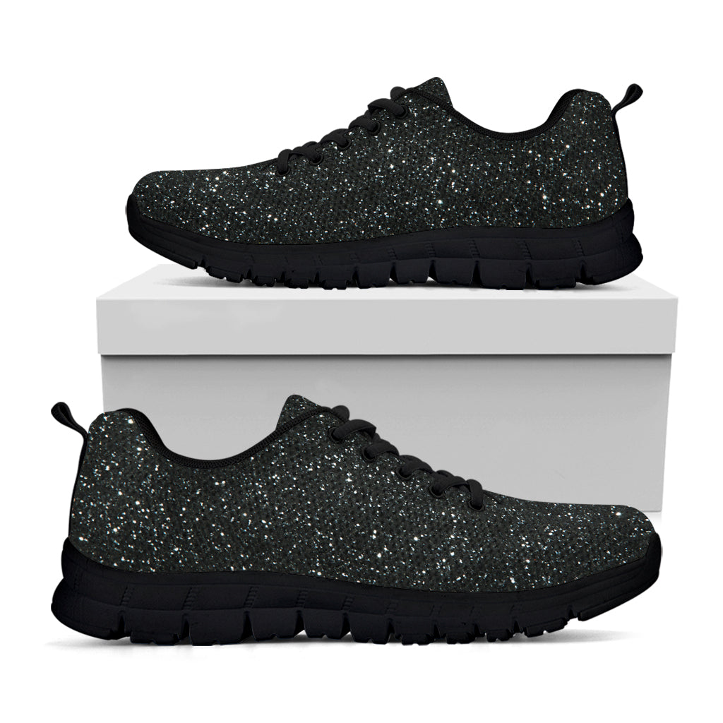 Black Glitter Texture Print Black Sneakers