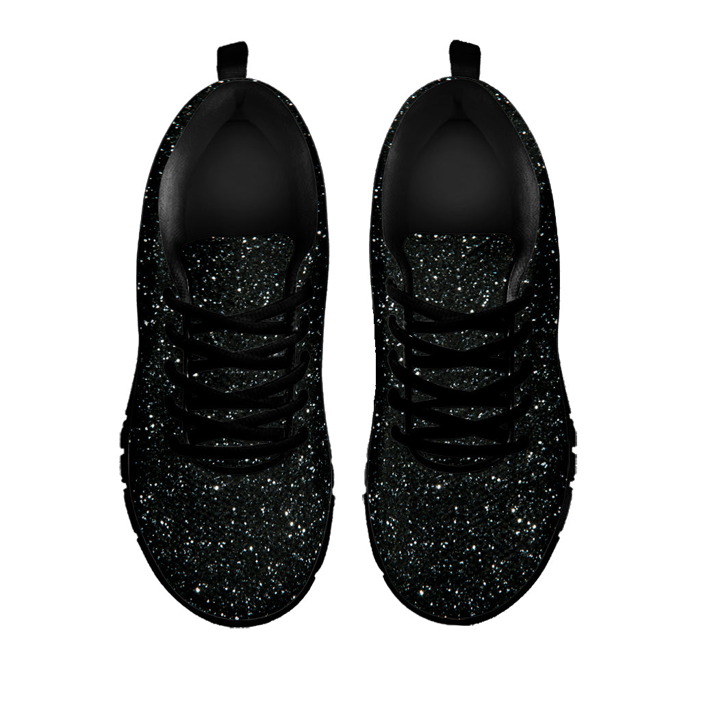 Black Glitter Texture Print Black Sneakers