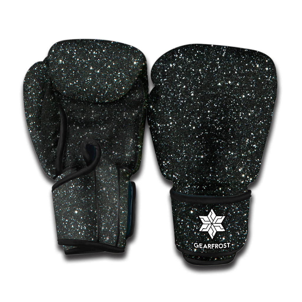 Black Glitter Texture Print Boxing Gloves