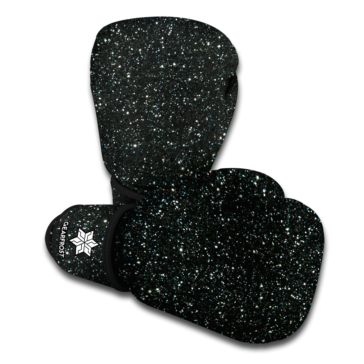 Black Glitter Texture Print Boxing Gloves