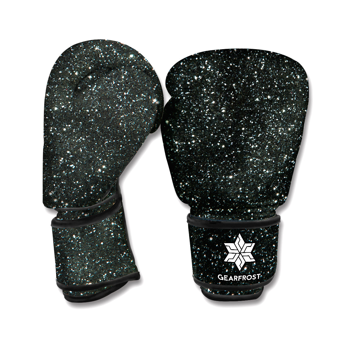 Black Glitter Texture Print Boxing Gloves