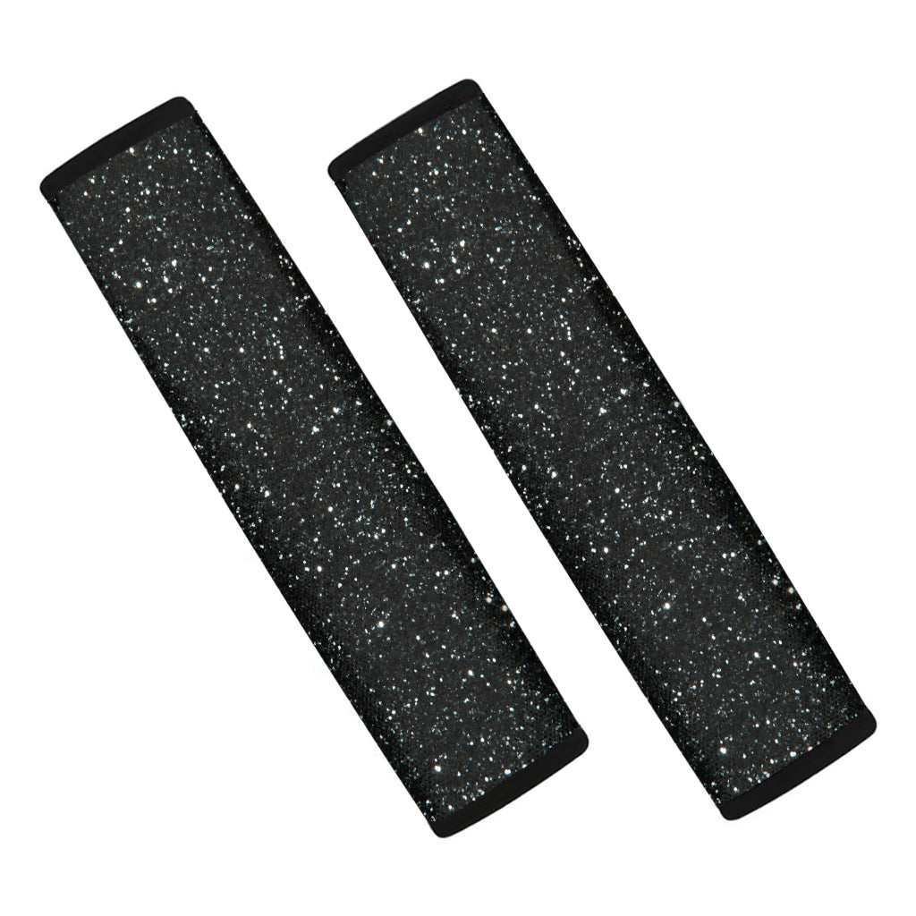 Black Glitter Texture Print Car Seat Belt Covers