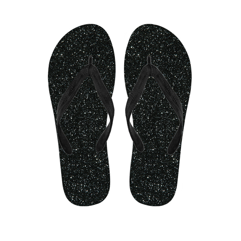 Black Glitter Texture Print Flip Flops