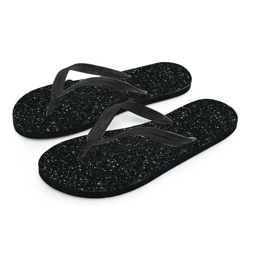 Black Glitter Texture Print Flip Flops