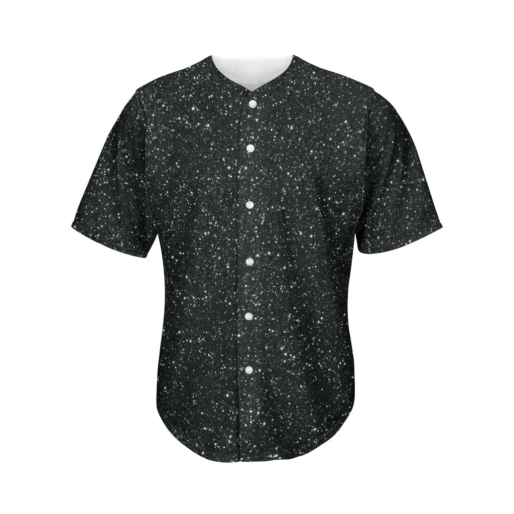 Black Glitter Texture Print Men's Baseball Jersey