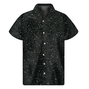 Black Glitter Texture Print Men's Short Sleeve Shirt