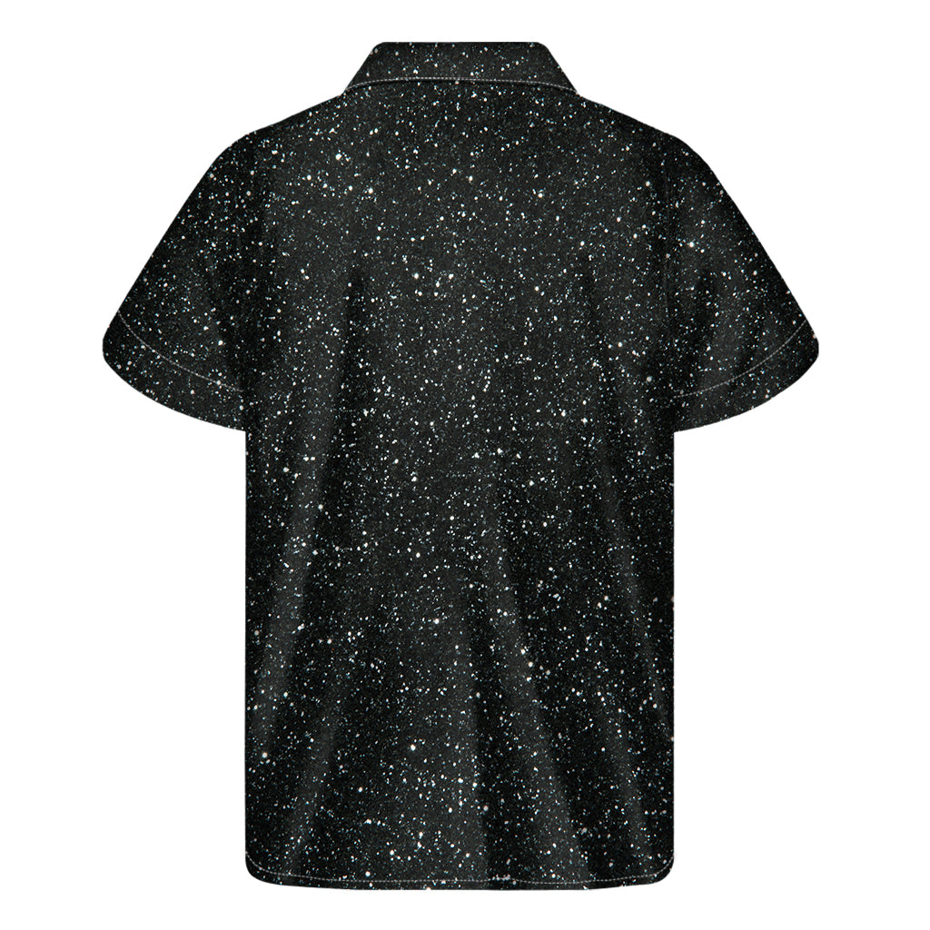 Black Glitter Texture Print Men's Short Sleeve Shirt