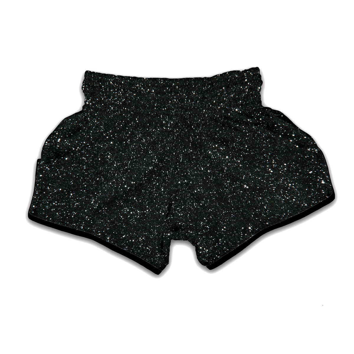 Black Glitter Texture Print Muay Thai Boxing Shorts