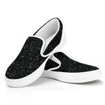 Black Glitter Texture Print White Slip On Shoes