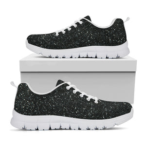 Black Glitter Texture Print White Sneakers