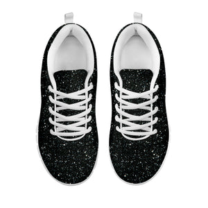 Black Glitter Texture Print White Sneakers