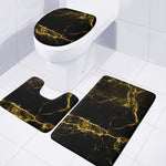 Black Gold Marble Print 3 Piece Bath Mat Set