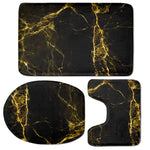 Black Gold Marble Print 3 Piece Bath Mat Set