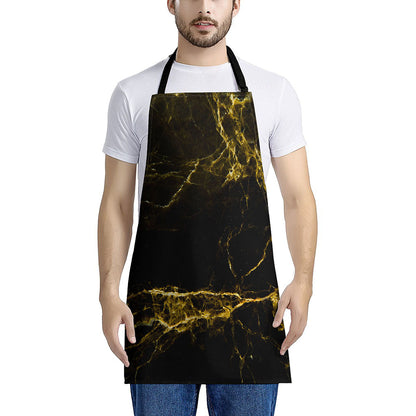 Black Gold Marble Print Apron