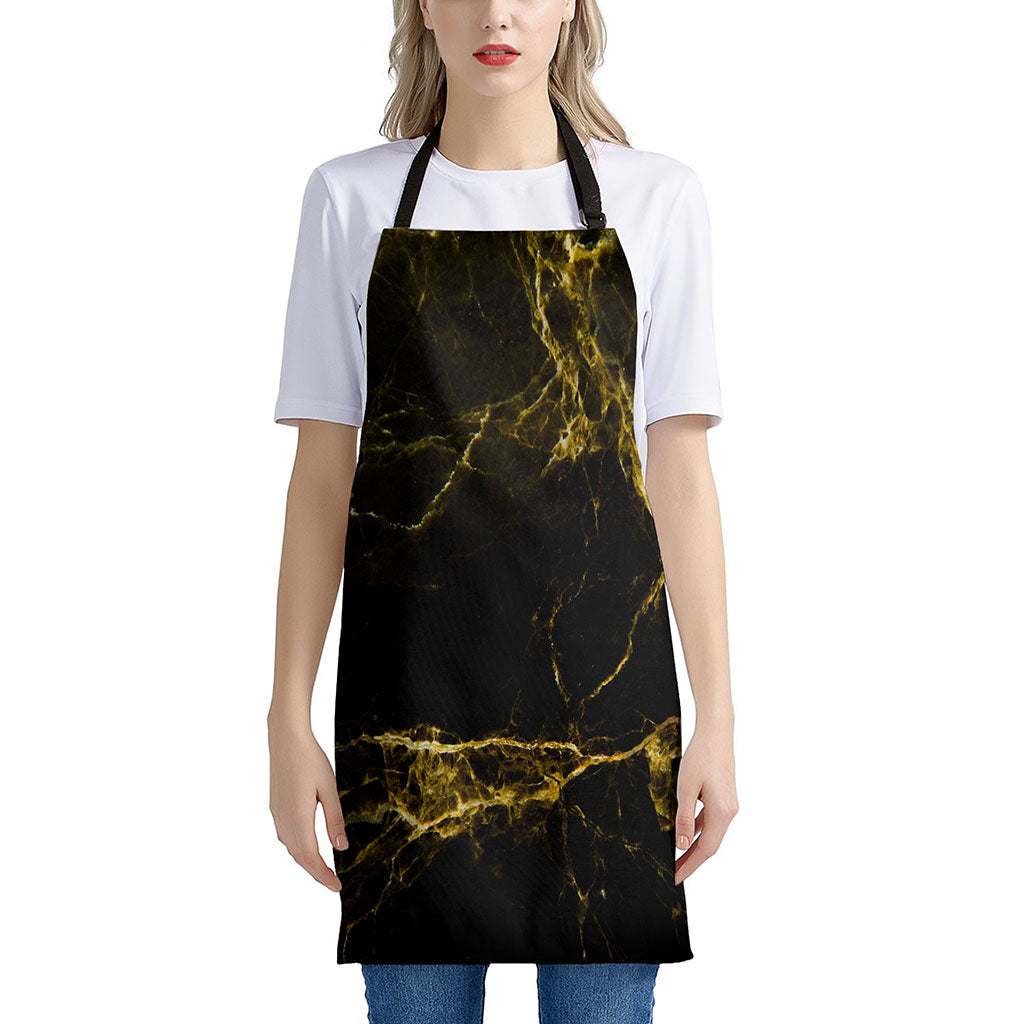 Black Gold Marble Print Apron