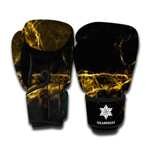 Black Gold Marble Print Boxing Gloves