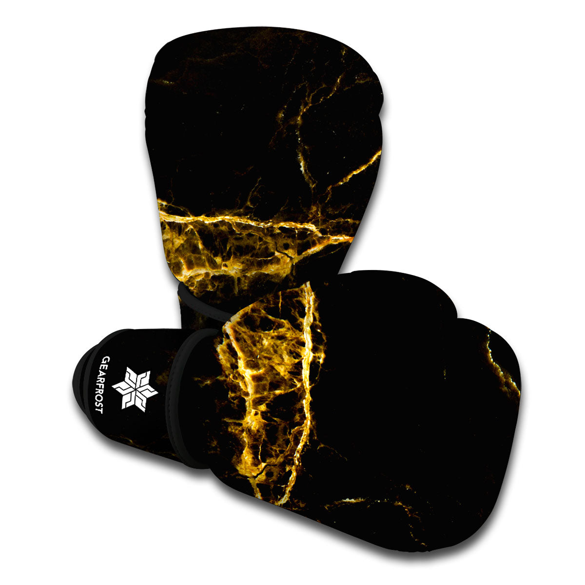 Black Gold Marble Print Boxing Gloves