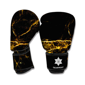 Black Gold Marble Print Boxing Gloves