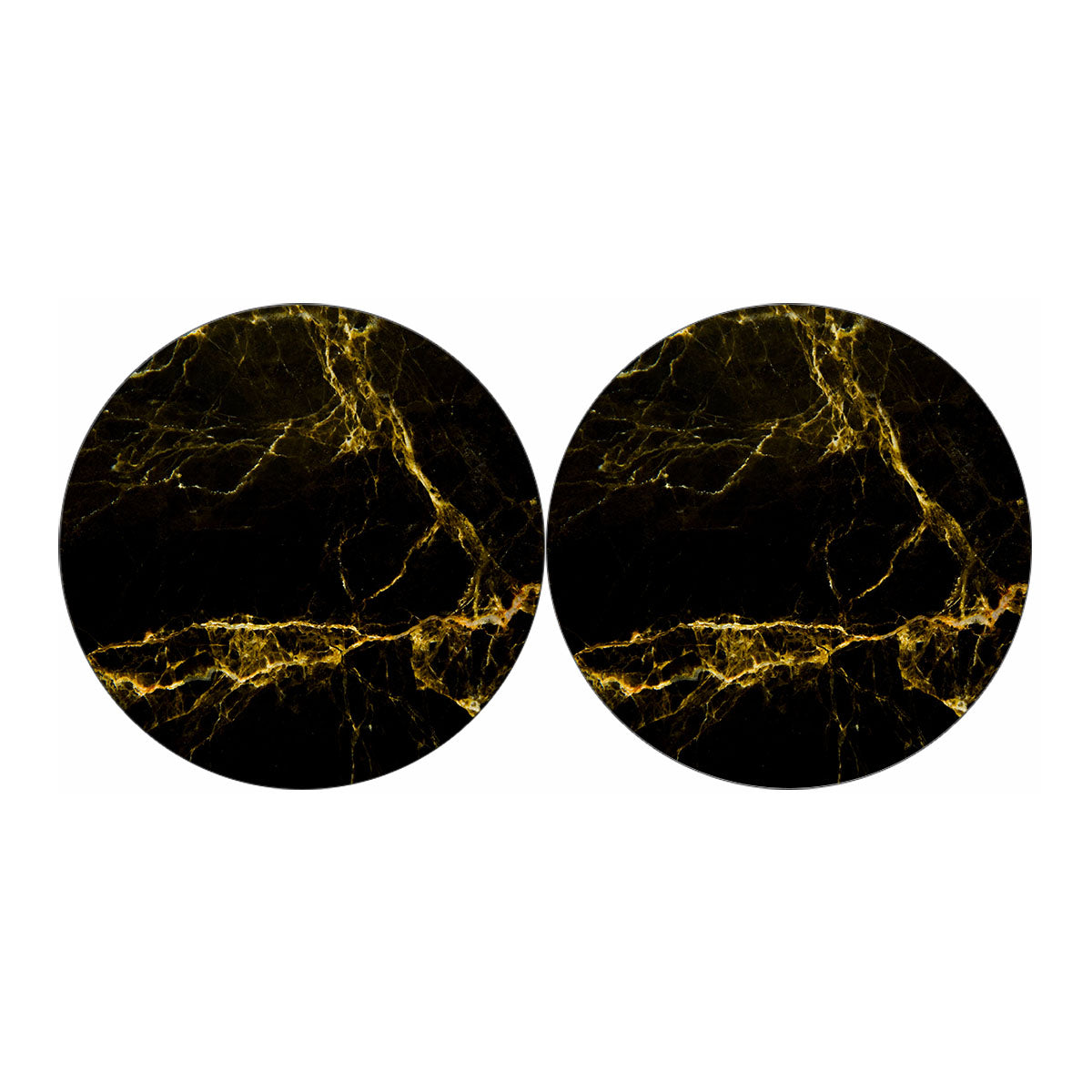 Black Gold Marble Print Car Coasters