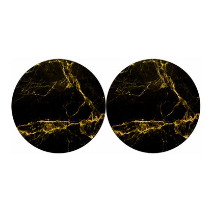 Black Gold Marble Print Car Coasters
