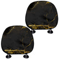 Black Gold Marble Print Car Headrest Covers