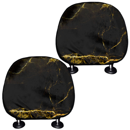 Black Gold Marble Print Car Headrest Covers