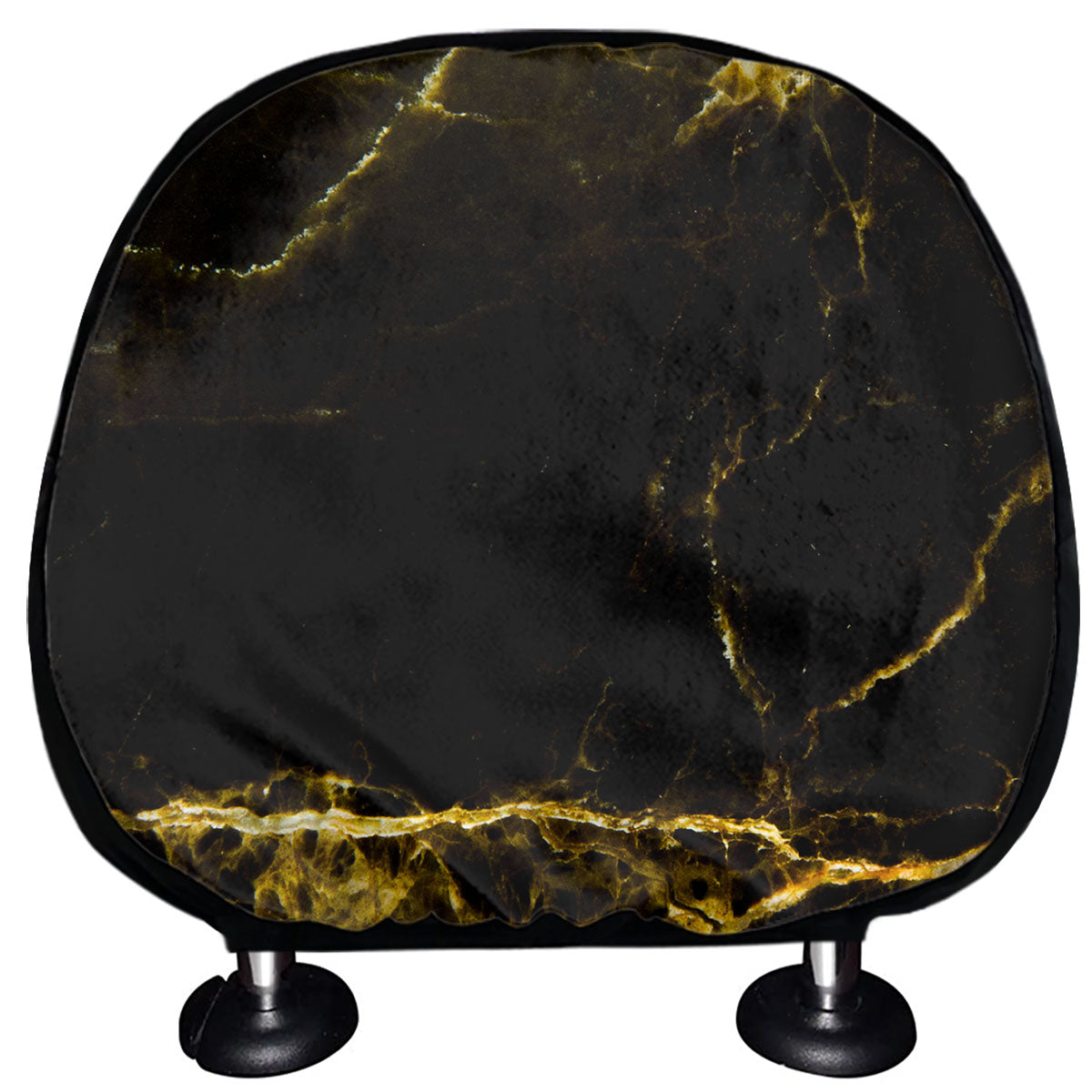 Black Gold Marble Print Car Headrest Covers